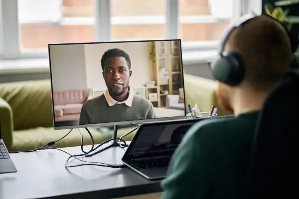 Man attending online mediation Durham MIAMS session